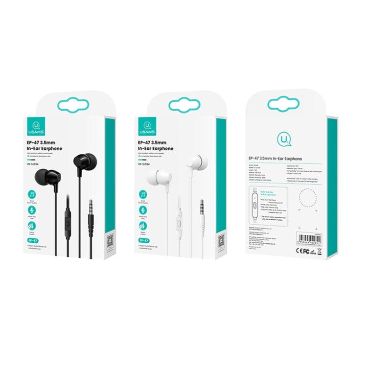 USAMS US-SJ594 EP-47 3.5mm In-Ear Wired Earphone, Length: 1.2m(Black)