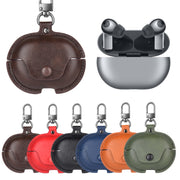 For Huawei FreeBuds Pro Business Leather Earphone Protective Case with Hook(Dark Brown)