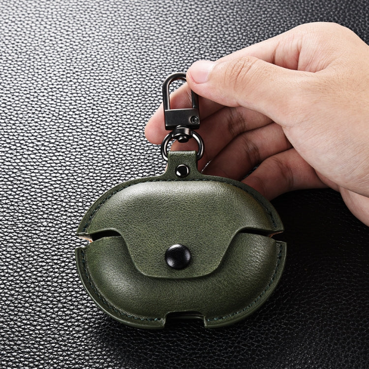 For Huawei FreeBuds Pro Business Leather Earphone Protective Case with Hook(Green)