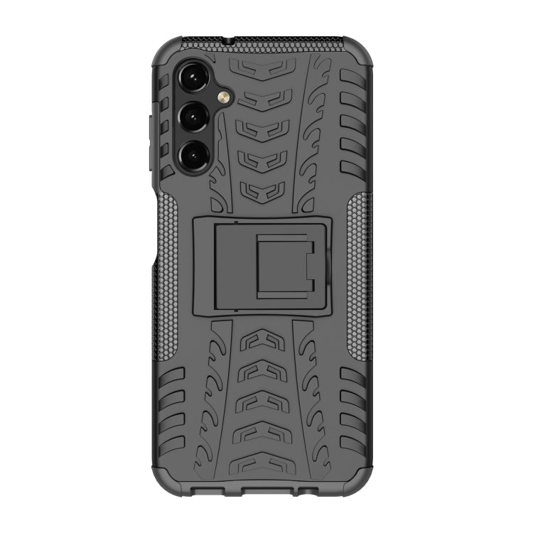 For Samsung Galaxy A14 5G Tire Texture TPU + PC Phone Case with Holder(Black)