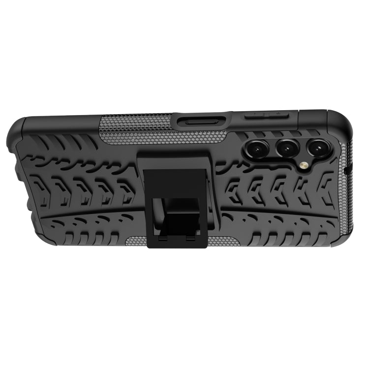 For Samsung Galaxy A14 5G Tire Texture TPU + PC Phone Case with Holder(Black)