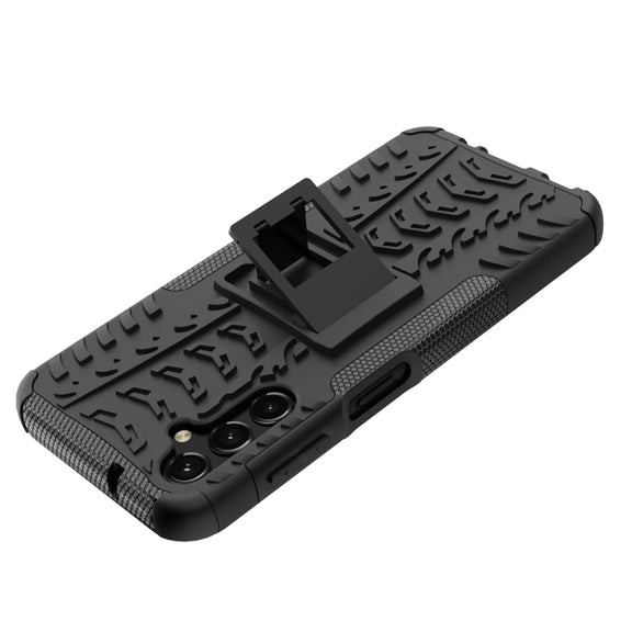 For Samsung Galaxy A14 5G Tire Texture TPU + PC Phone Case with Holder(Black)