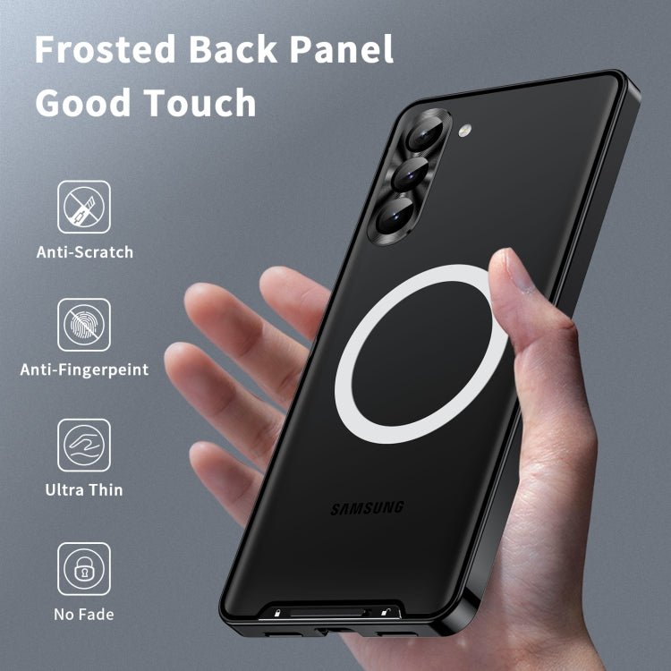 For Samsung Galaxy S23 5G MagSafe Magnetic Frosted Metal Phone Case(Black)