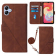 For Samsung Galaxy A04e Crossbody 3D Embossed Flip Leather Phone Case(Brown) - Galaxy Phone Cases by PMC TechLife | Online Shopping South Africa | PMC TechLife | Buy Now Pay Later Mobicred