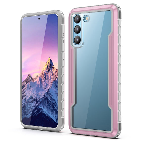 For Samsung Galaxy S22 5G iPAKY Thunder Series Aluminum Frame + TPU Bumper + Clear PC Shockproof Phone Case(Rose Gold)