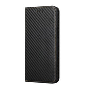 For Samsung Galaxy A34 Carbon Fiber Texture Flip Holder Leather Phone Case(Black)