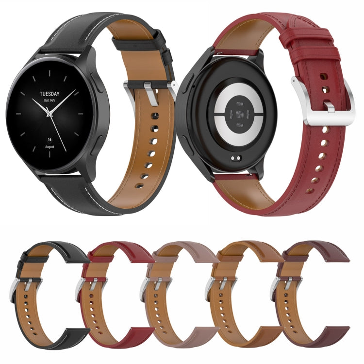 For Huawei Watch Buds/Xiaomi Watch S2 22mm Genuine Leather Watch Band(Black)