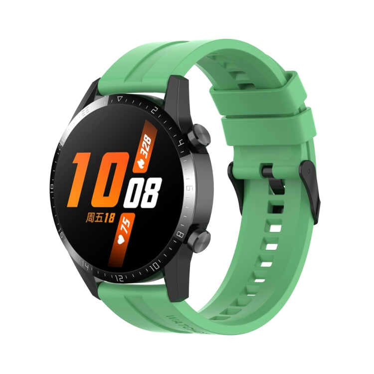 For Huawei Watch 3 Pro New 20mm Silicone Black Buckle Watch Band(Mint Green)