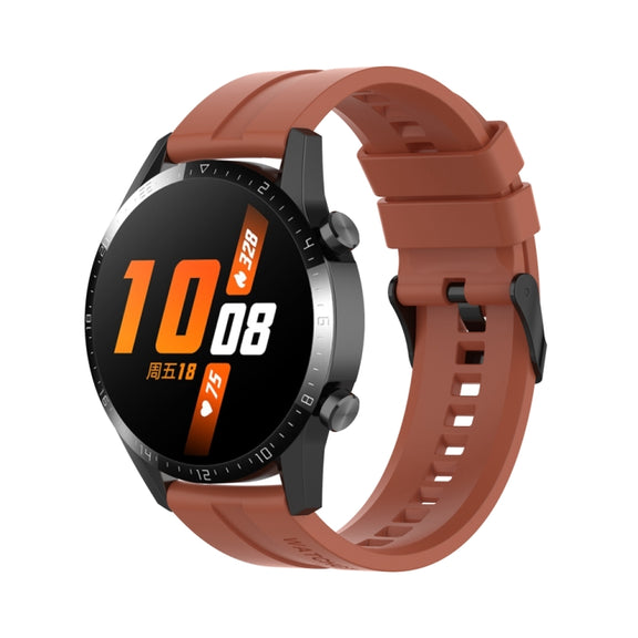 For Huawei Watch 3 Pro New 20mm Silicone Black Buckle Watch Band(Cabernet Orange)