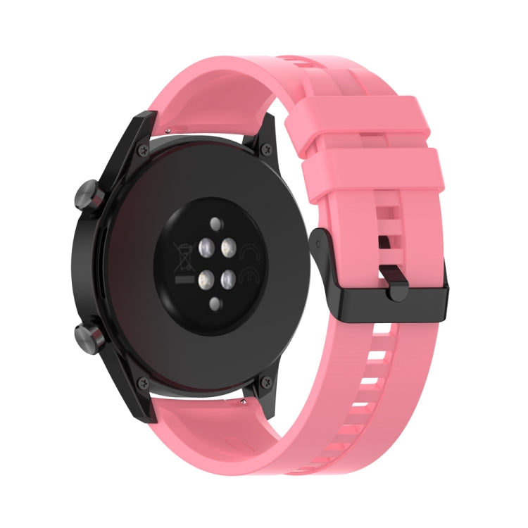 For Huawei Watch Buds 22mm Silicone Black Buckle Watch Band(Pink)