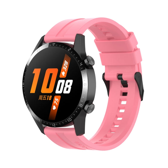 For Huawei Watch Buds 22mm Silicone Black Buckle Watch Band(Pink)