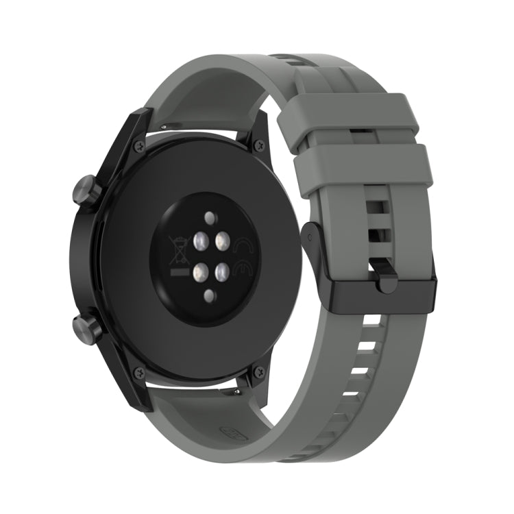 For Huawei Watch 3 Pro New 22mm Silicone Black Buckle Watch Band(Grey)