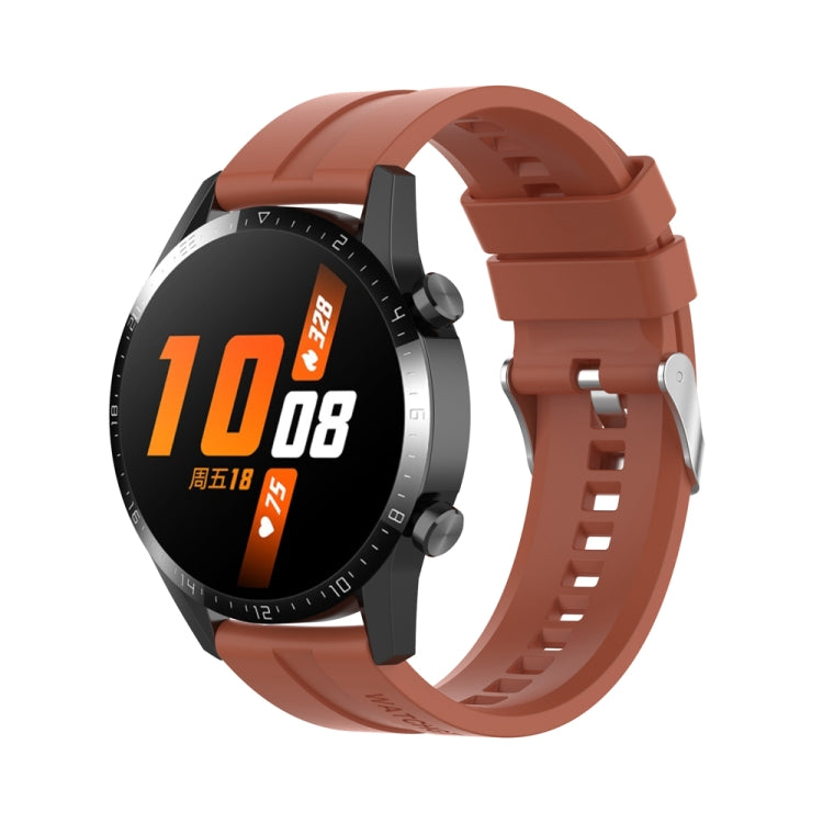 For Huawei Watch Buds / Watch 3 Pro New 22mm Silicone Silver Buckle Watch Band(Cabernet Orange)