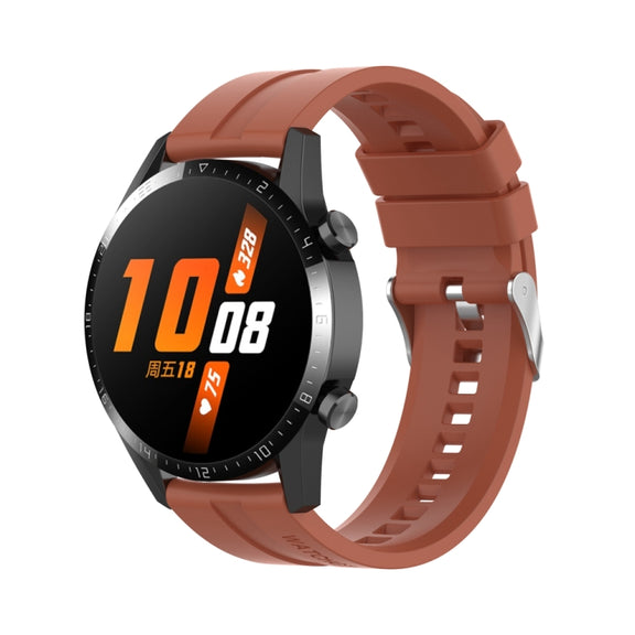 For Huawei Watch Buds / Watch 3 Pro New 22mm Silicone Silver Buckle Watch Band(Cabernet Orange)