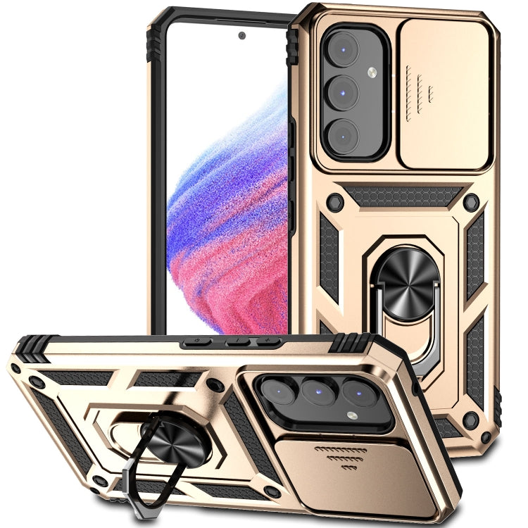 For Samsung Galaxy A54 5G Sliding Camshield Holder Phone Case(Gold)