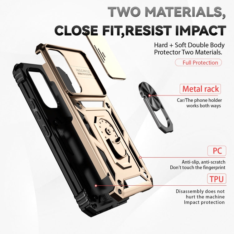 For Samsung Galaxy A54 5G Sliding Camshield Holder Phone Case(Gold)
