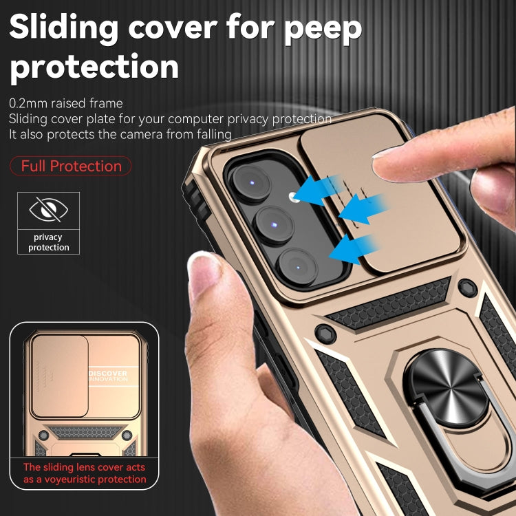 For Samsung Galaxy A54 5G Sliding Camshield Holder Phone Case(Gold)