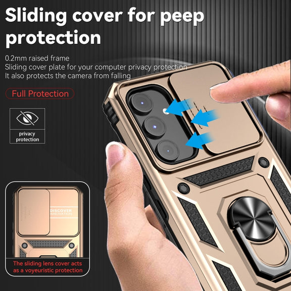 For Samsung Galaxy A54 5G Sliding Camshield Holder Phone Case(Gold)
