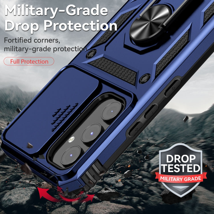 For Samsung Galaxy A54 5G Sliding Camshield Holder Phone Case(Blue)