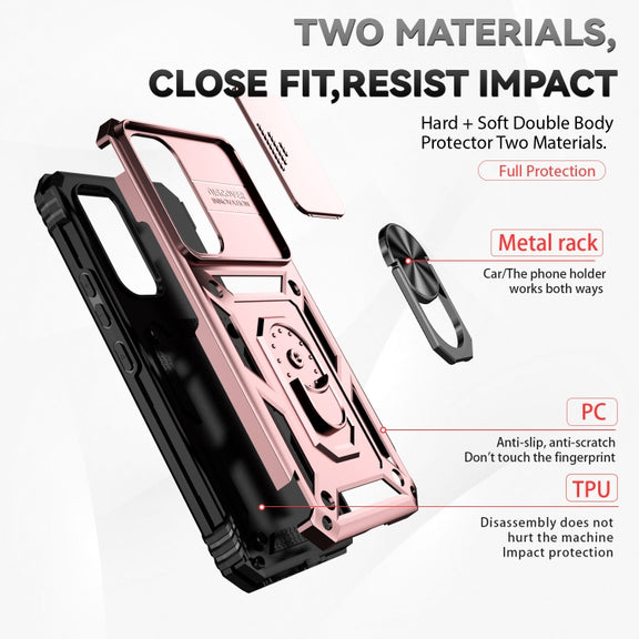 For Samsung Galaxy A54 5G Sliding Camshield Holder Phone Case(Rose Gold)