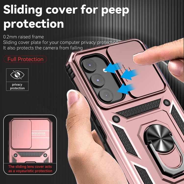 For Samsung Galaxy A54 5G Sliding Camshield Holder Phone Case(Rose Gold)