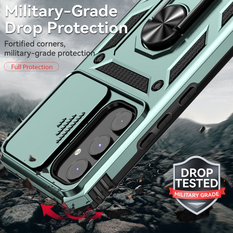 For Samsung Galaxy A54 5G Sliding Camshield Holder Phone Case(Dark Green)