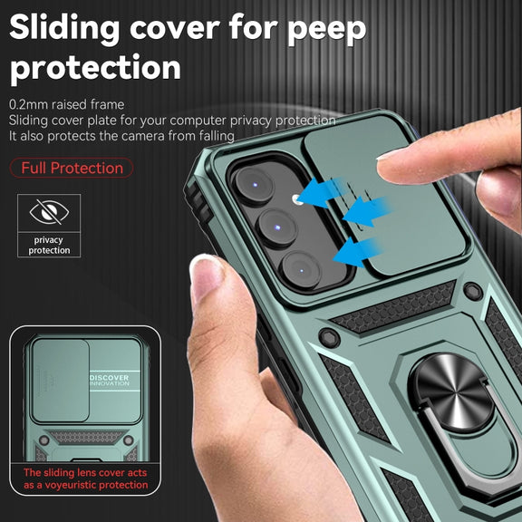 For Samsung Galaxy A54 5G Sliding Camshield Holder Phone Case(Dark Green)