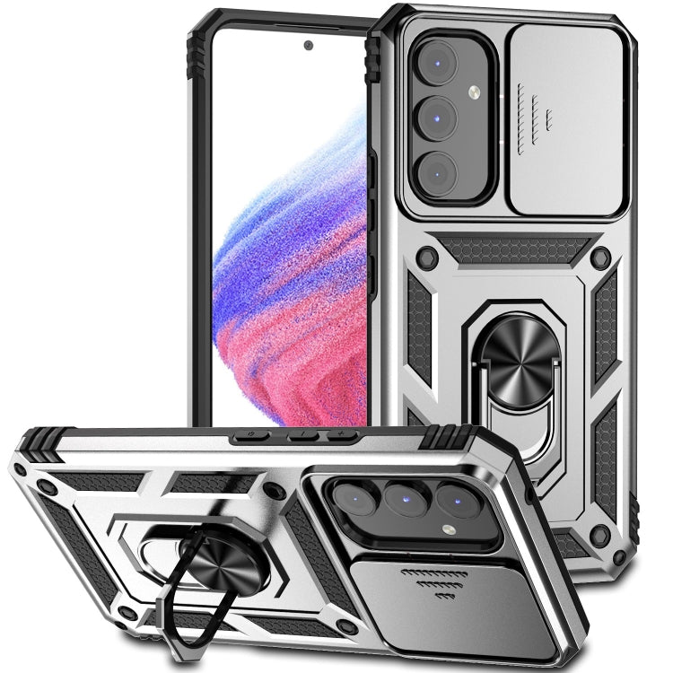 For Samsung Galaxy A54 5G Sliding Camshield Holder Phone Case(Silver)