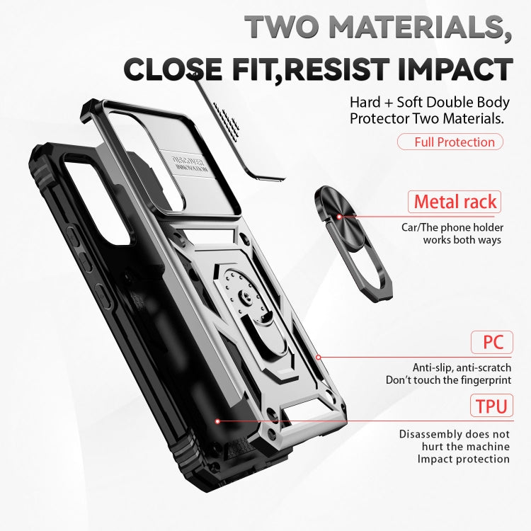 For Samsung Galaxy A54 5G Sliding Camshield Holder Phone Case(Silver)