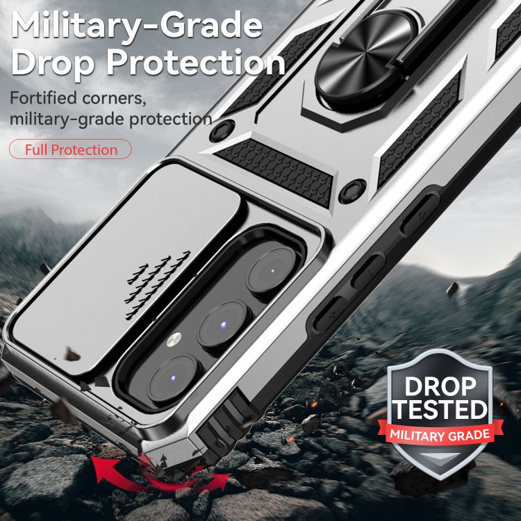 For Samsung Galaxy A54 5G Sliding Camshield Holder Phone Case(Silver)