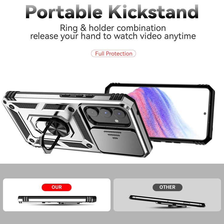 For Samsung Galaxy A54 5G Sliding Camshield Holder Phone Case(Silver)