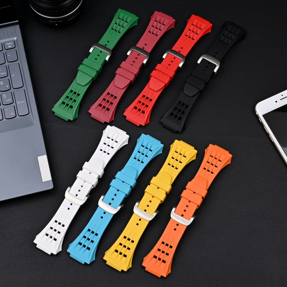 Fluorine Rubber Clear Watch Band Case For Apple Watch Series 8&7 45mm/SE 2&6&SE&5&4 44mm(Red)