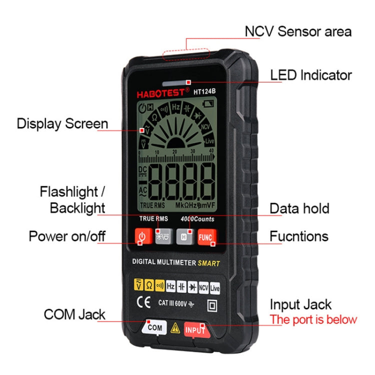 HABOTEST HT124A+ Mini Digital Display High-precision Multimeter