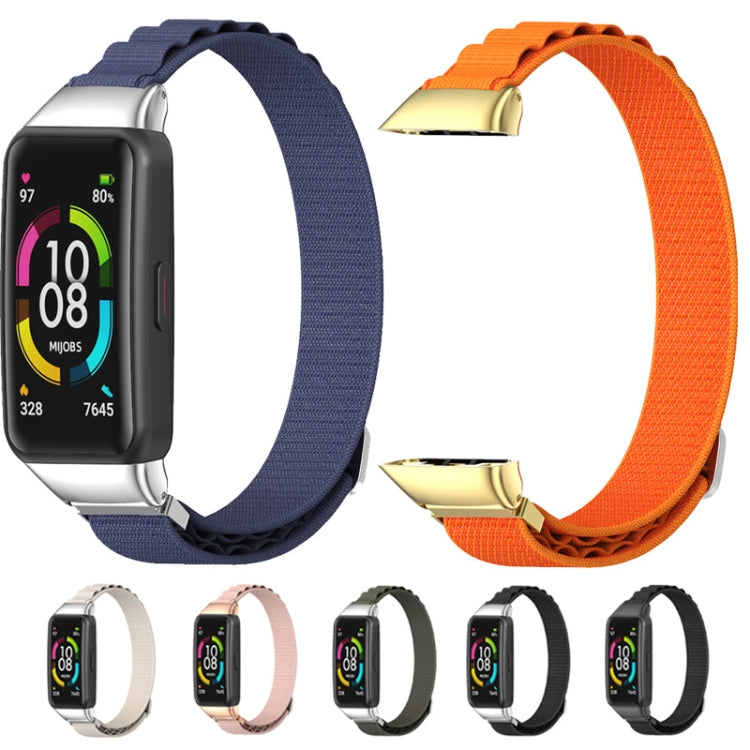 For Huawei Band 6 / Honor Band 6 / 7 MIJOBS Nylon Breathable Watch Band(Black Silver) - Watch Bands by MIJOBS