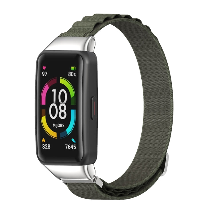 For Huawei Band 7 / 7 NFC MIJOBS Nylon Breathable Watch Band(Army Green Silver)