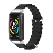 For Huawei Band 6 / Honor Band 6 / 7 MIJOBS CS Marine Silicone Breathable Watch Band(Black Silver) - Watch Bands by MIJOBS