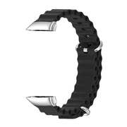 For Huawei Band 6 / Honor Band 6 / 7 MIJOBS CS Marine Silicone Breathable Watch Band(Black Silver) - Watch Bands by MIJOBS