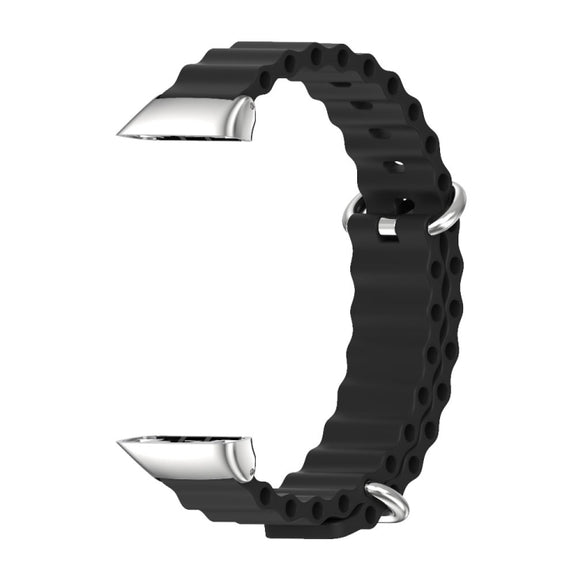 For Huawei Band 6 / Honor Band 6 / 7 MIJOBS CS Marine Silicone Breathable Watch Band(Black Silver) - Watch Bands by MIJOBS