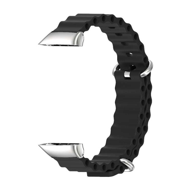 For Huawei Band 6 / Honor Band 6 / 7 MIJOBS CS Marine Silicone Breathable Watch Band(Black Silver) - Watch Bands by MIJOBS