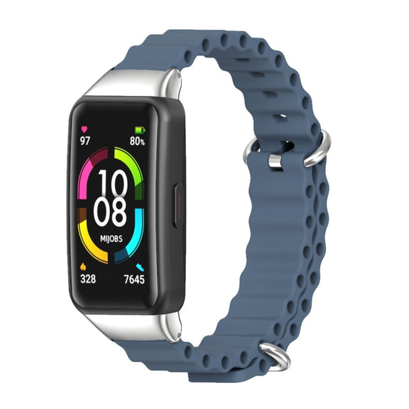 For Huawei Band 6 / Honor Band 6 / 7 MIJOBS CS Marine Silicone Breathable Watch Band(Space Blue Silver)