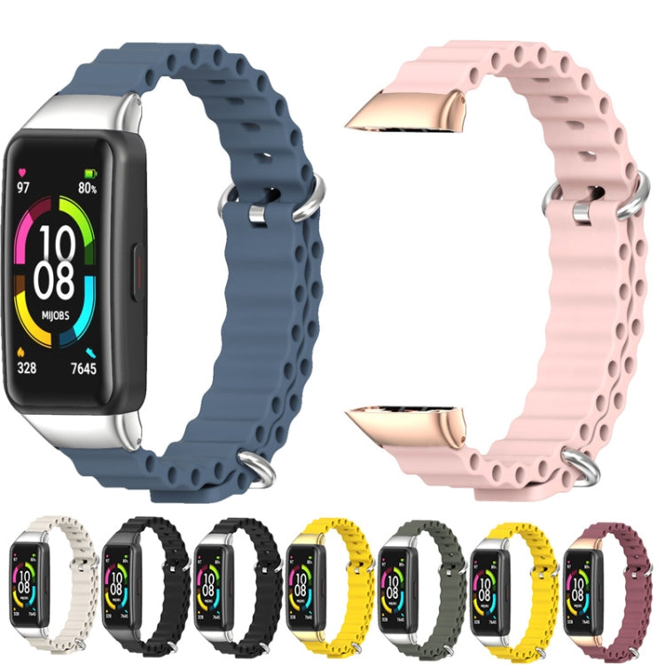 For Huawei Band 6 / Honor Band 6 / 7 MIJOBS CS Marine Silicone Breathable Watch Band(Black Silver) - Watch Bands by MIJOBS