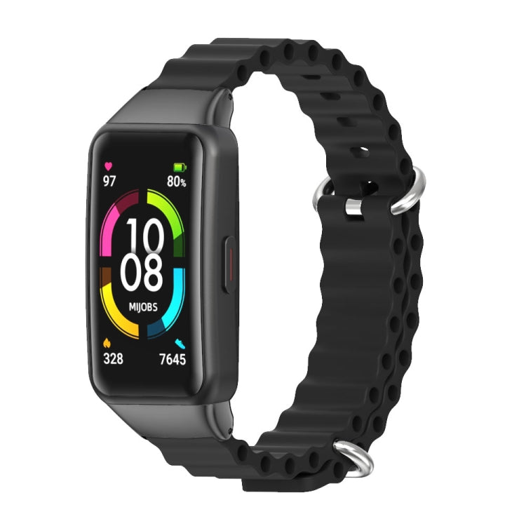 For Huawei Band 7 / 7 NFC MIJOBS CS Marine Silicone Breathable Watch Band(Black) - Watch Bands by MIJOBS