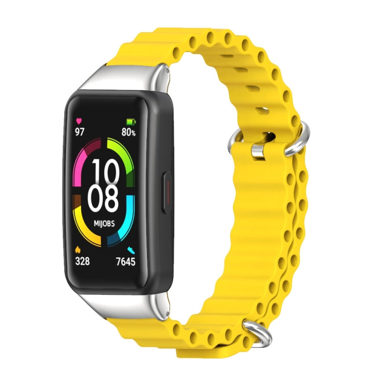 For Huawei Band 7 / 7 NFC MIJOBS CS Marine Silicone Breathable Watch Band(Yellow Silver) - Watch Bands by MIJOBS