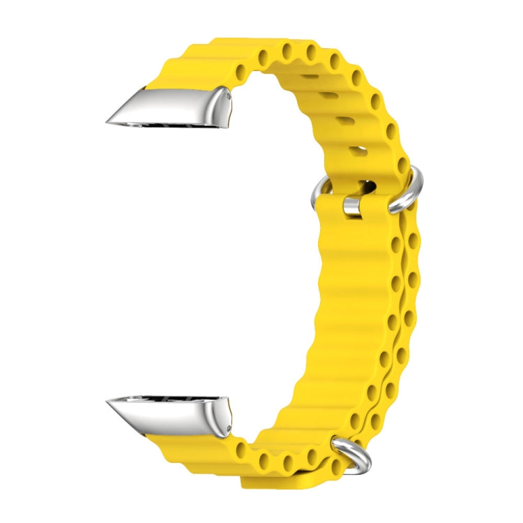 For Huawei Band 7 / 7 NFC MIJOBS CS Marine Silicone Breathable Watch Band(Yellow Silver) - Watch Bands by MIJOBS