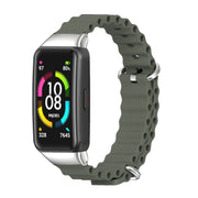 For Huawei Band 7 / 7 NFC MIJOBS CS Marine Silicone Breathable Watch Band(Khaki Green Silver) - Watch Bands by MIJOBS