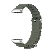 For Huawei Band 7 / 7 NFC MIJOBS CS Marine Silicone Breathable Watch Band(Khaki Green Silver) - Watch Bands by MIJOBS