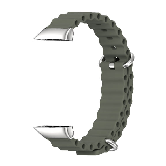 For Huawei Band 7 / 7 NFC MIJOBS CS Marine Silicone Breathable Watch Band(Khaki Green Silver) - Watch Bands by MIJOBS