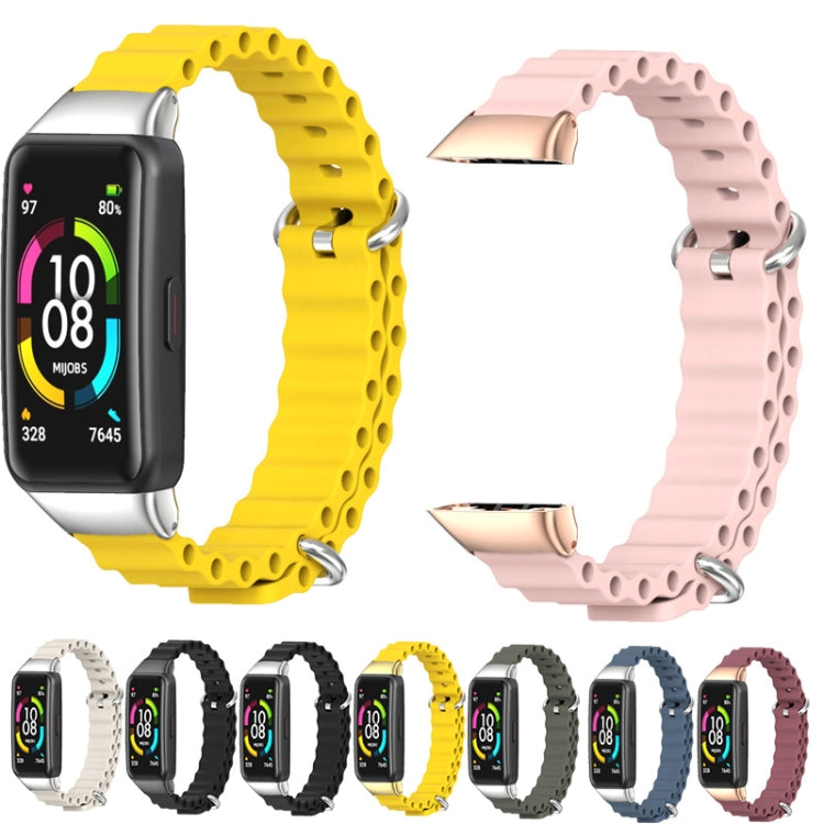For Huawei Band 7 / 7 NFC MIJOBS CS Marine Silicone Breathable Watch Band(Grey Silver)