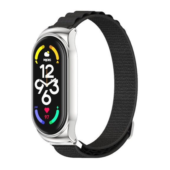 For Xiaomi Mi Band 7 / 7 NFC MIJOBS CS Nylon Breathable Watch Band(Black Silver) - Watch Bands by MIJOBS