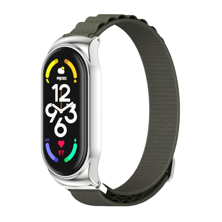 For Xiaomi Mi Band 7 / 7 NFC MIJOBS CS Nylon Breathable Watch Band(Army Green Silver) - Watch Bands by MIJOBS